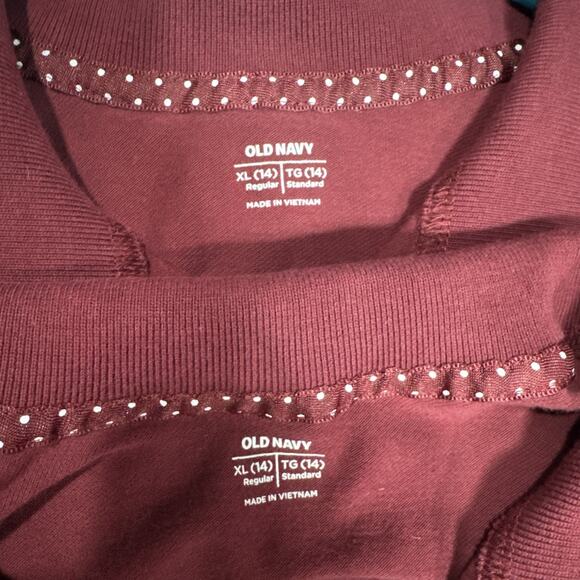 Lot Of 2 Old Navy School Uniform Long Sleeves Polo Shirts Wine Color Size XL (14 - Picture 3 of 11